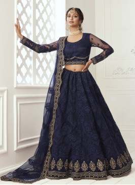 Navy Blue Embroidered Sangeet Lehenga Choli