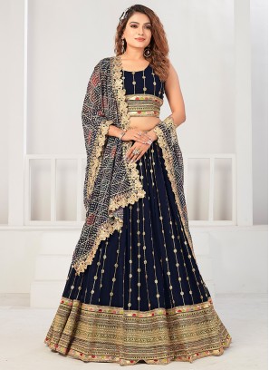 Navy Blue Engagement Designer Lehenga Choli