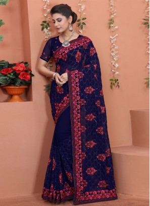 Navy Blue Festival Designer Traditional Saree