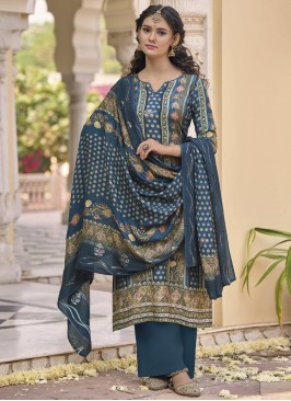 Navy Blue Festival Muslin Trendy Salwar Kameez