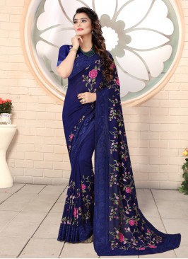 Navy Blue Festival Silk Trendy Saree