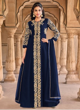 Navy Blue Georgette Mehndi Salwar Kameez