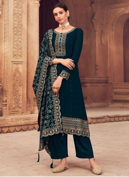 Navy Blue Georgette Wedding Salwar Suit