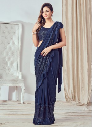 Navy Blue Imported Reception Classic Saree
