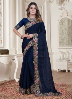 Navy Blue Party Contemporary Style Saree