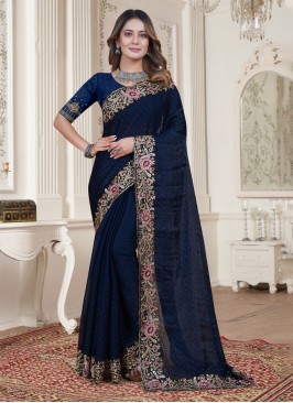 Navy Blue Party Contemporary Style Saree