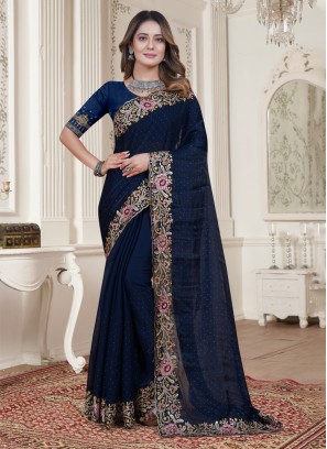 Navy Blue Party Contemporary Style Saree