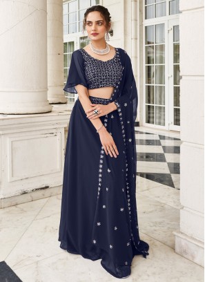 Navy Blue Sangeet Readymade Lehenga Choli