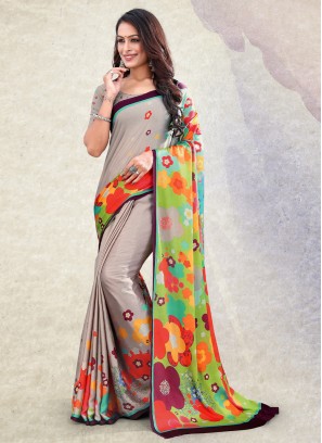 Navy Blue Satin Party Saree