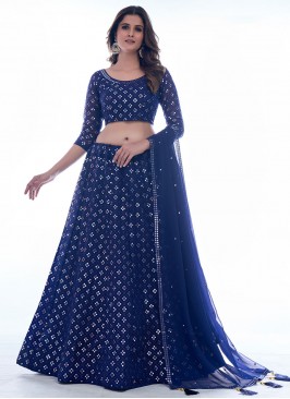 Navy Blue Thread Designer Lehenga Choli