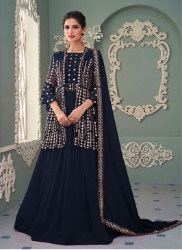 Navy Blue Wedding Georgette Readymade Salwar Suit