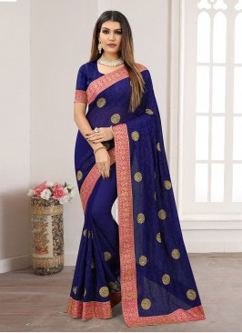 Navy Blue Wedding Georgette Saree