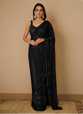 Net Black Classic Saree