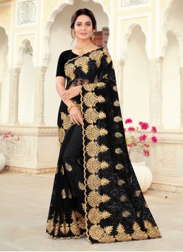 Net Black Designer Saree