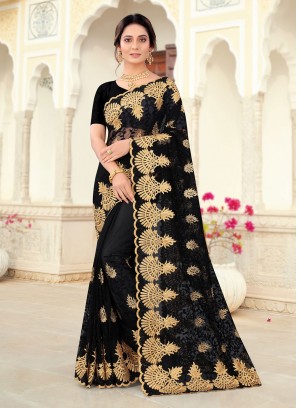 Net Black Designer Saree