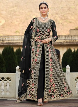 Net Black Stone Work Anarkali Salwar Suit