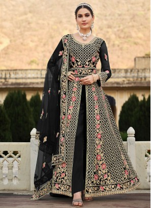 Net Black Stone Work Anarkali Salwar Suit