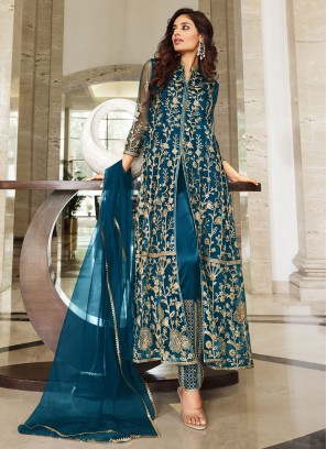 Net Blue Salwar Suit