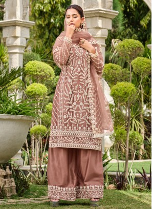 Net Brown Salwar Kameez