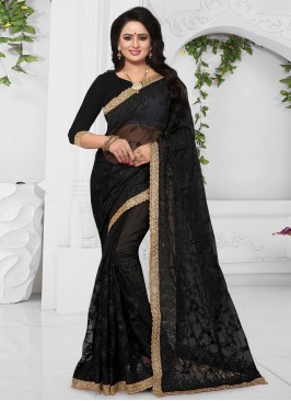 Net Classic Designer Saree in Black