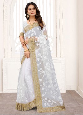 Net Classic Designer Saree in Off White