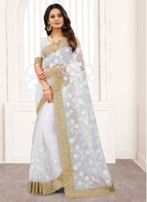 Net Classic Designer Saree in Off White