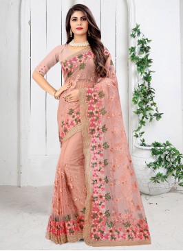 Net Classic Designer Saree in Pink