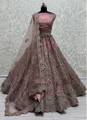 Net Designer Lehenga Choli in Purple