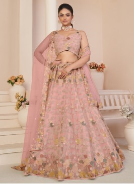 Net Designer Lehenga Choli in Rose Pink