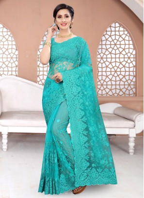 Net Designer Traditional Saree in Rama