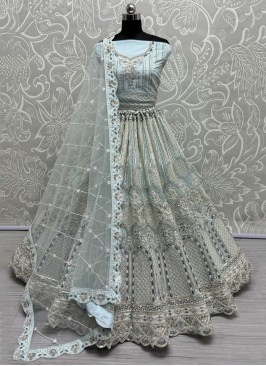 Net Diamond Blue Lehenga Choli