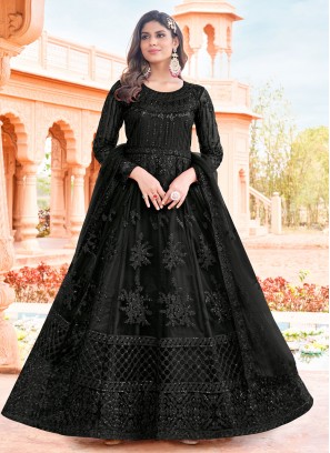 Net Embroidered Black Trendy Salwar Suit