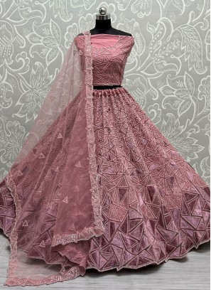 Net Fancy Pink Trendy Lehenga Choli