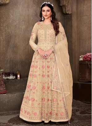 Net Gold Floor Length Salwar Suit