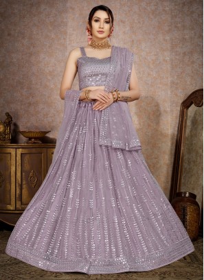 Net Lehenga Choli in Mauve 