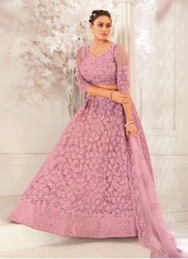 Net Lehenga Choli in Pink