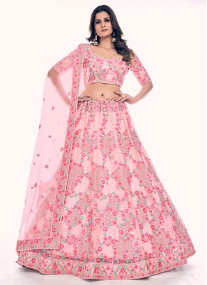 Net Lehenga Choli in Pink