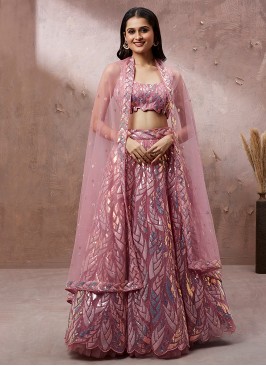 Net Lehenga Choli in Pink