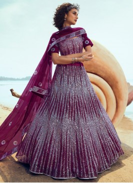 Net Lehenga Choli in Purple