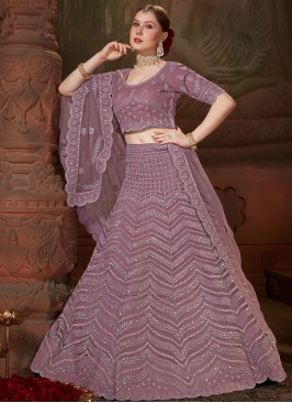 Net Lehenga Choli in Purple