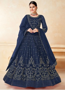 Net Navy Blue Anarkali Salwar Kameez