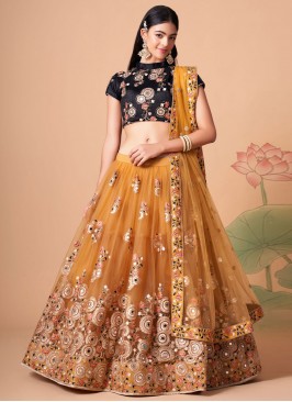 Net Orange Lehenga Choli