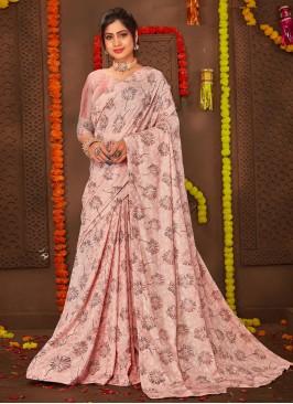 Net Peach Classic Saree