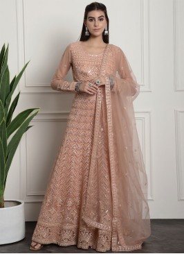 Net Peach Trendy Salwar Kameez