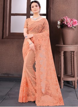 Net Peach Trendy Saree