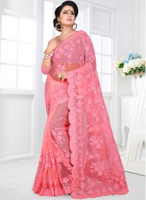 Net Pink Classic Designer Saree