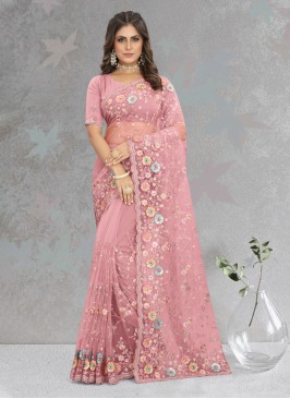 Net Pink Classic Saree