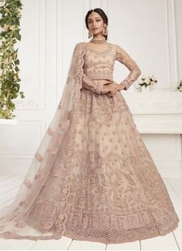 Net Pink Embroidered Lehenga Choli