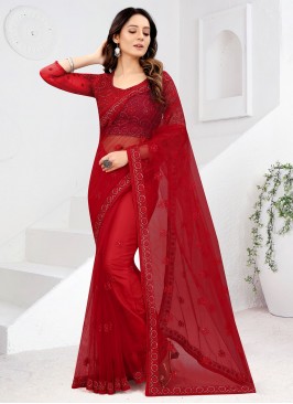 Net Red Classic Saree