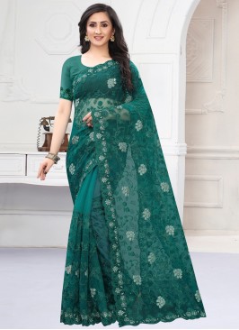 Net Resham Green Designer Saree